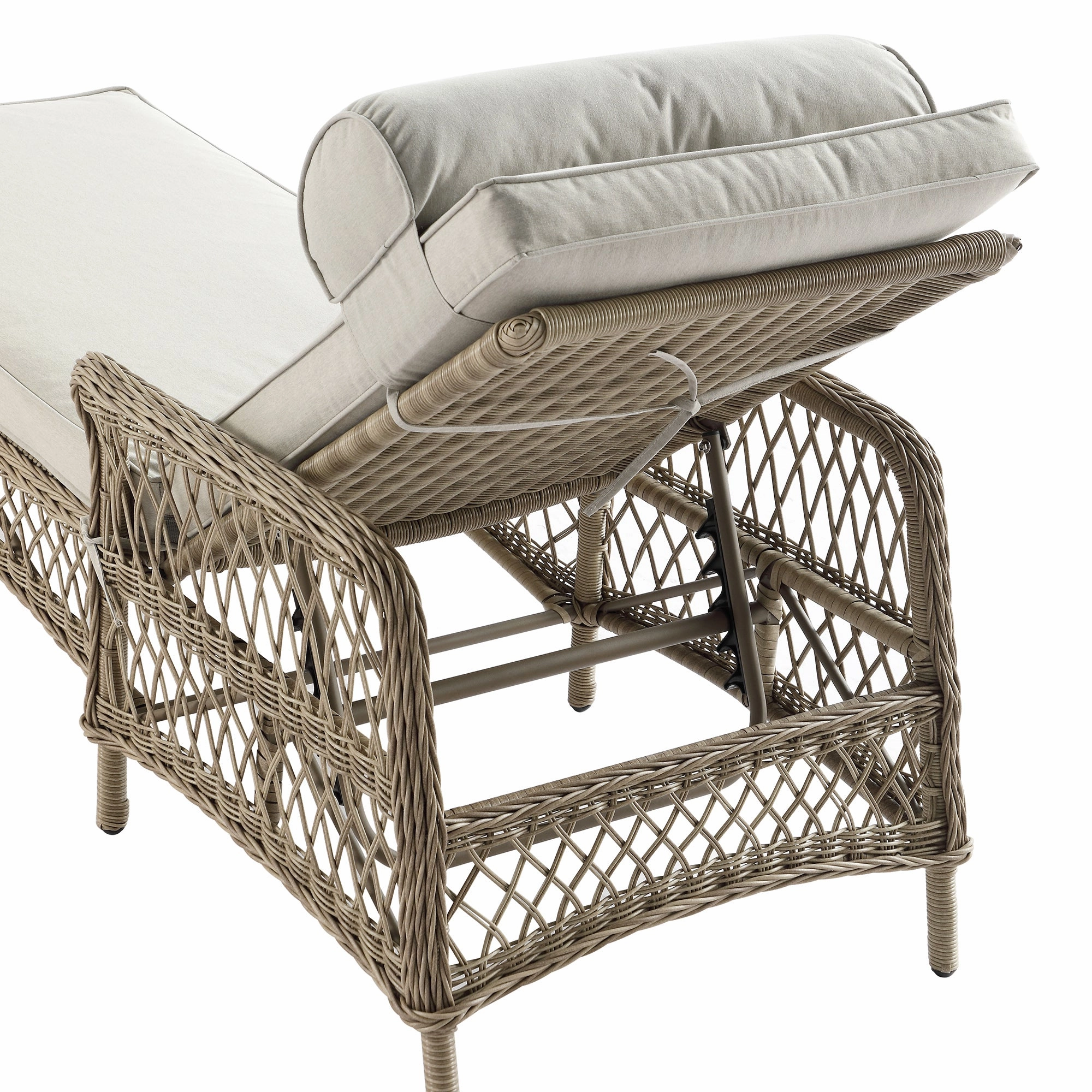 Willowbrook Lattice Weave Rattan Sun Lounger, Natural