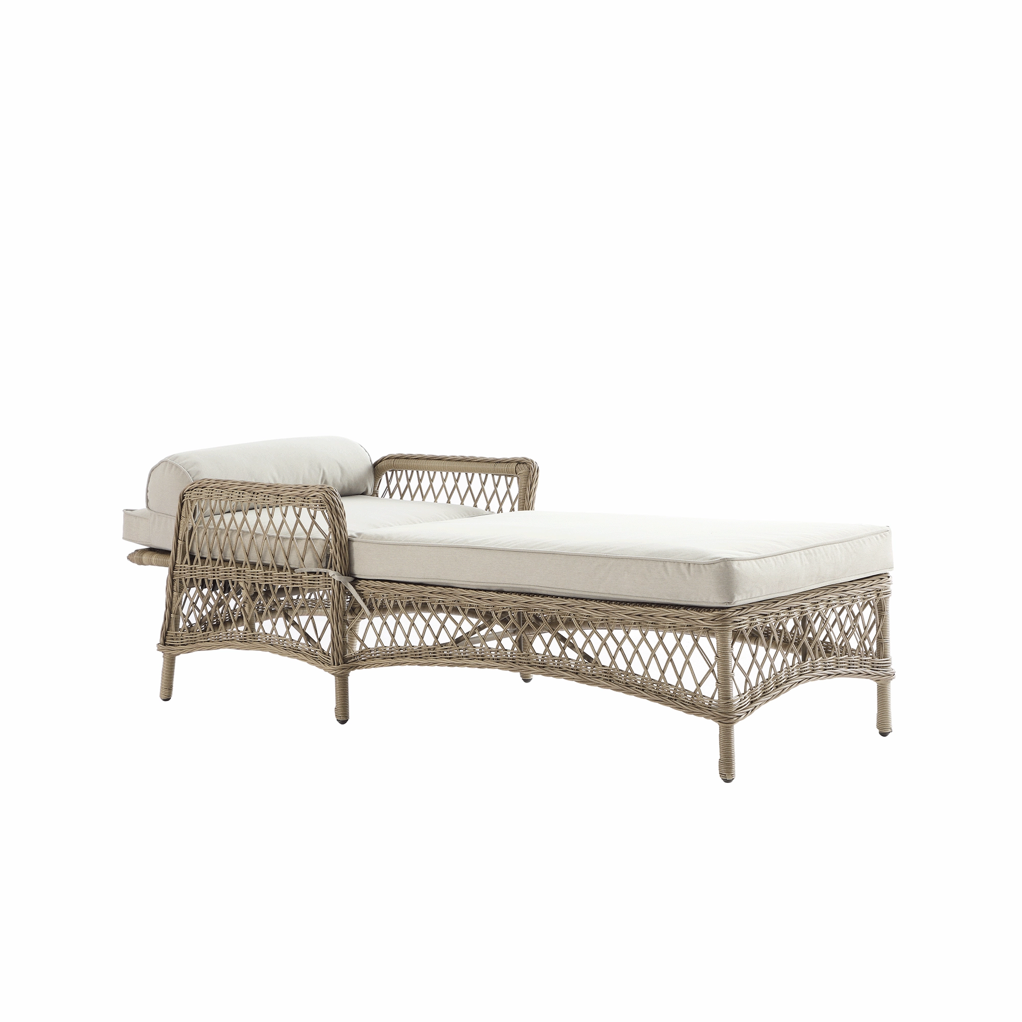 Willowbrook Lattice Weave Rattan Sun Lounger, Natural