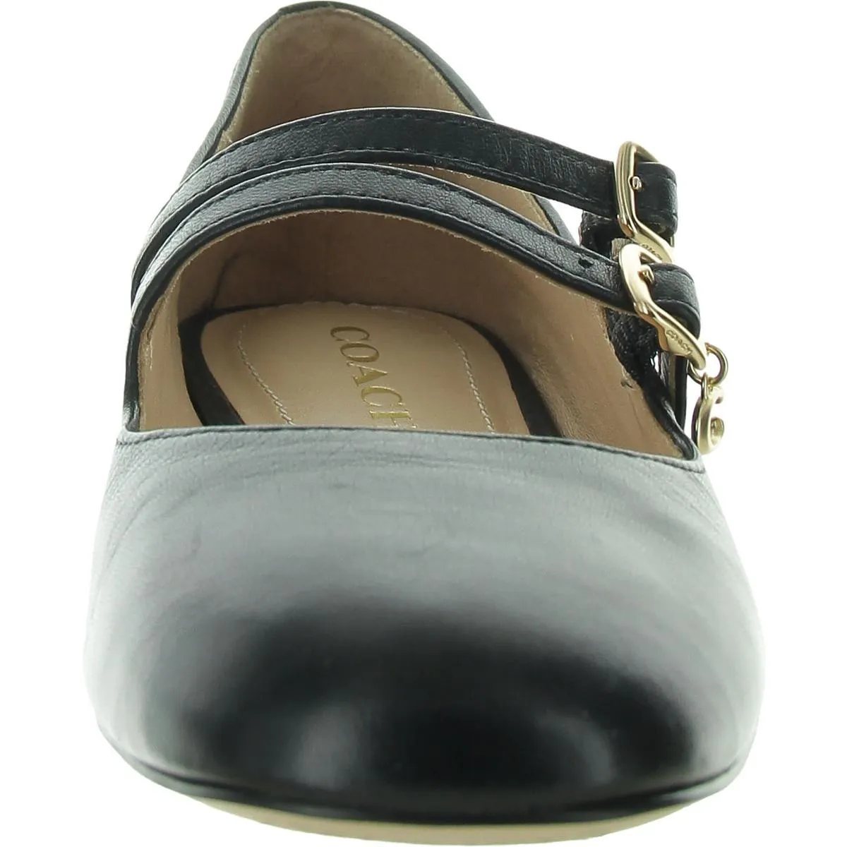 Womens Logo Leather Loafer Heels