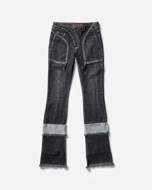 Women's Open Back Denim Pants Black