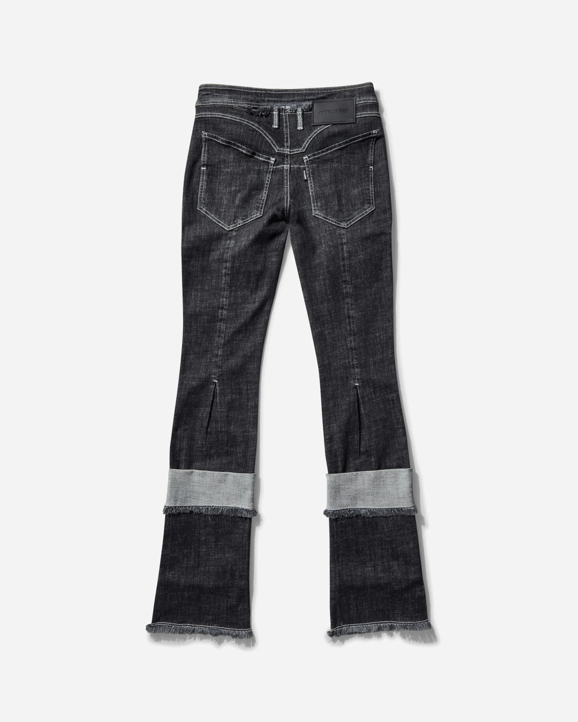 Women's Open Back Denim Pants Black