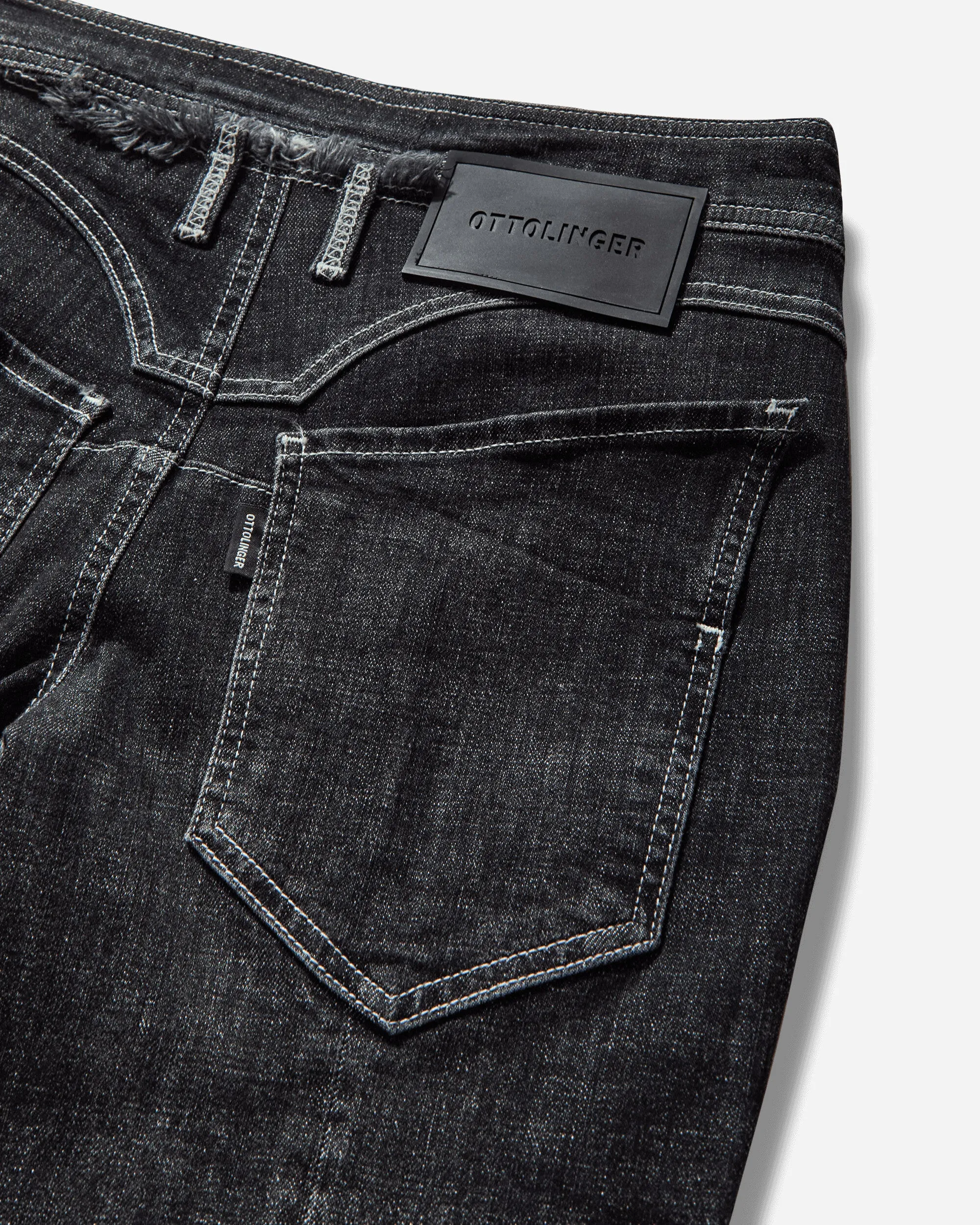 Women's Open Back Denim Pants Black