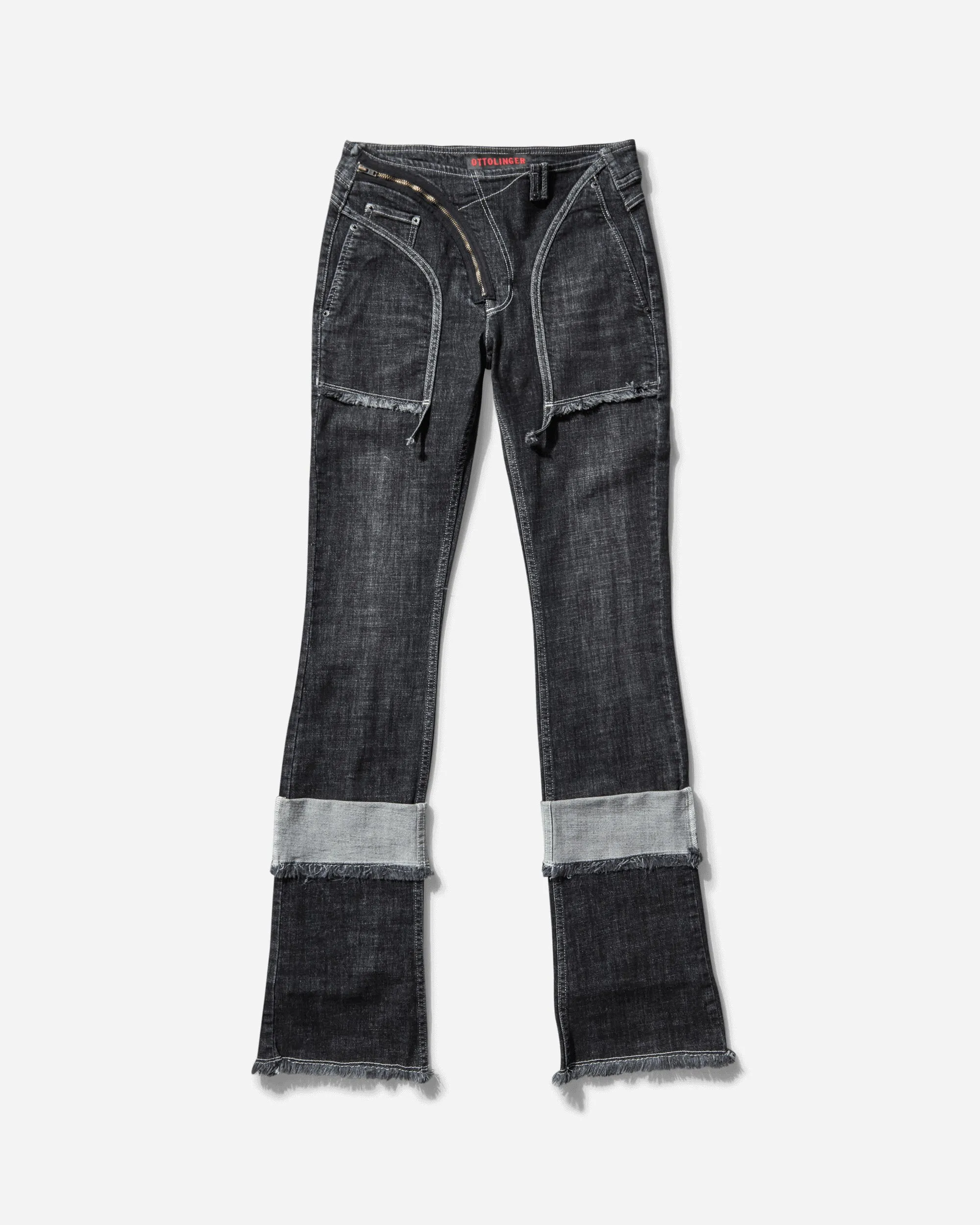 Women's Open Back Denim Pants Black
