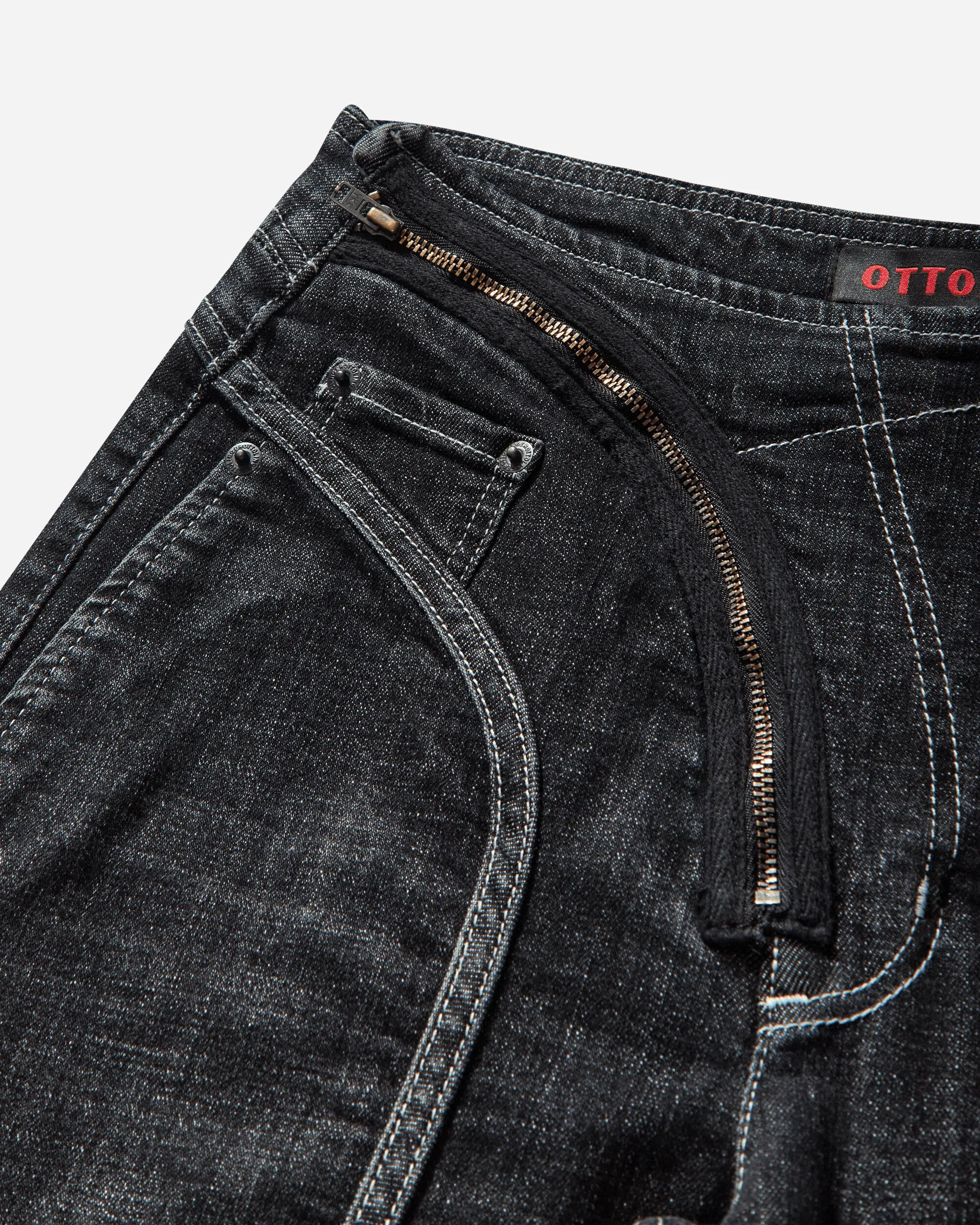 Women's Open Back Denim Pants Black