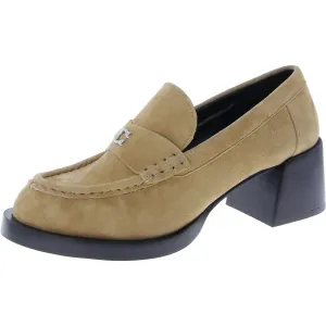 Womens Suede Logo Loafer Heels