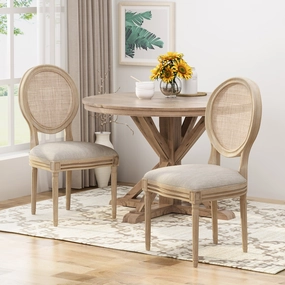 Wooden Dining Chair with Wicker and Fabric Seating (Set of 2) - NH680903 kitchen accessories, table linens