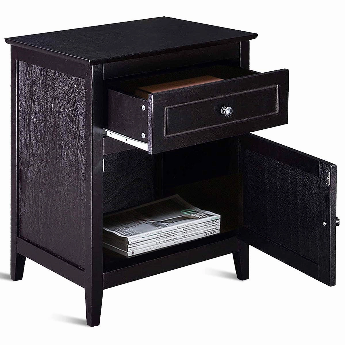 Wooden End Table W/Shelf, 2-Tier Storage Side Table Bedside,Sofa Table