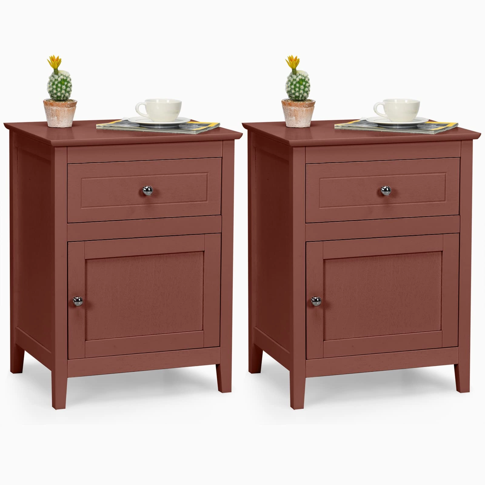 Wooden End Table W/Shelf, 2-Tier Storage Side Table Bedside,Sofa Table
