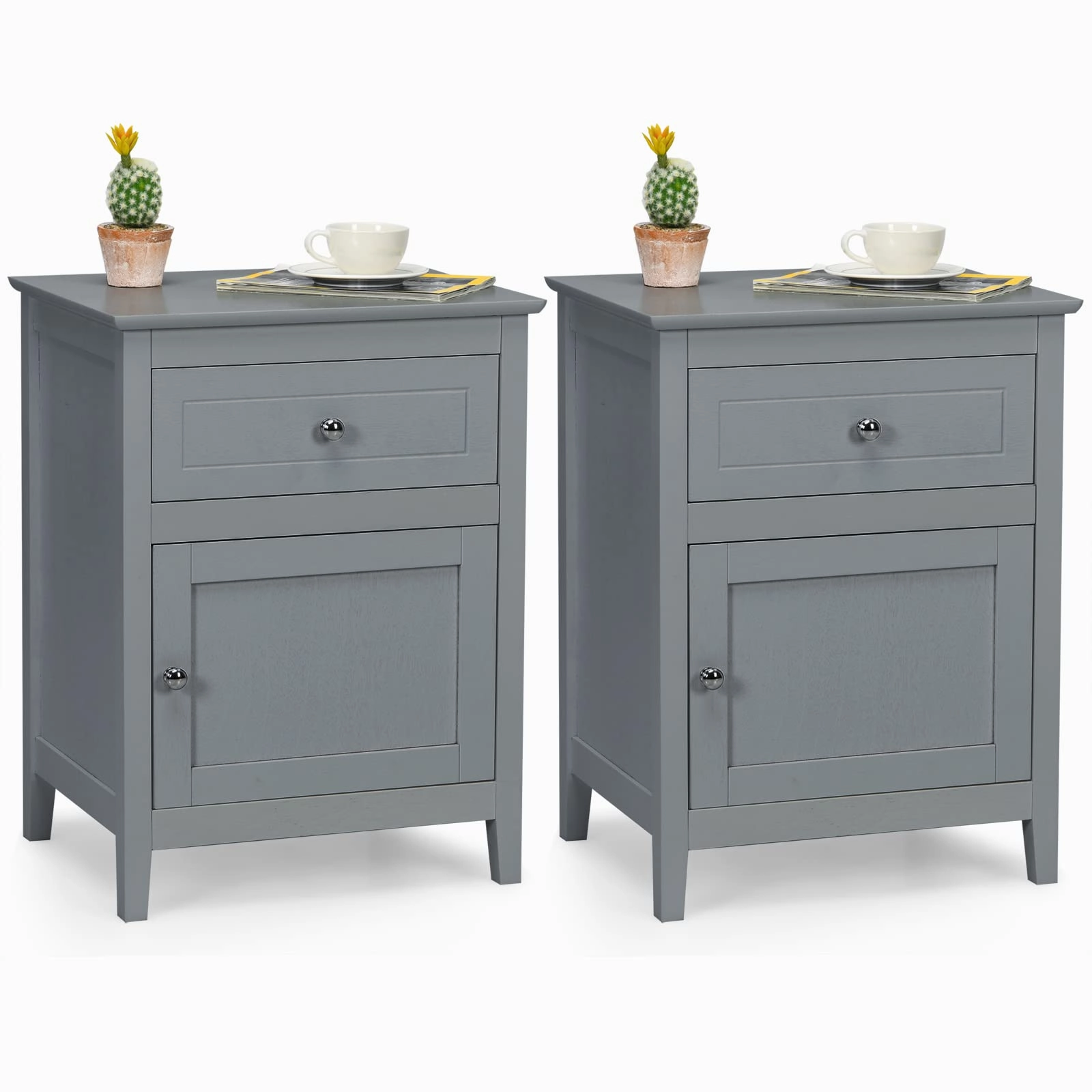 Wooden End Table W/Shelf, 2-Tier Storage Side Table Bedside,Sofa Table