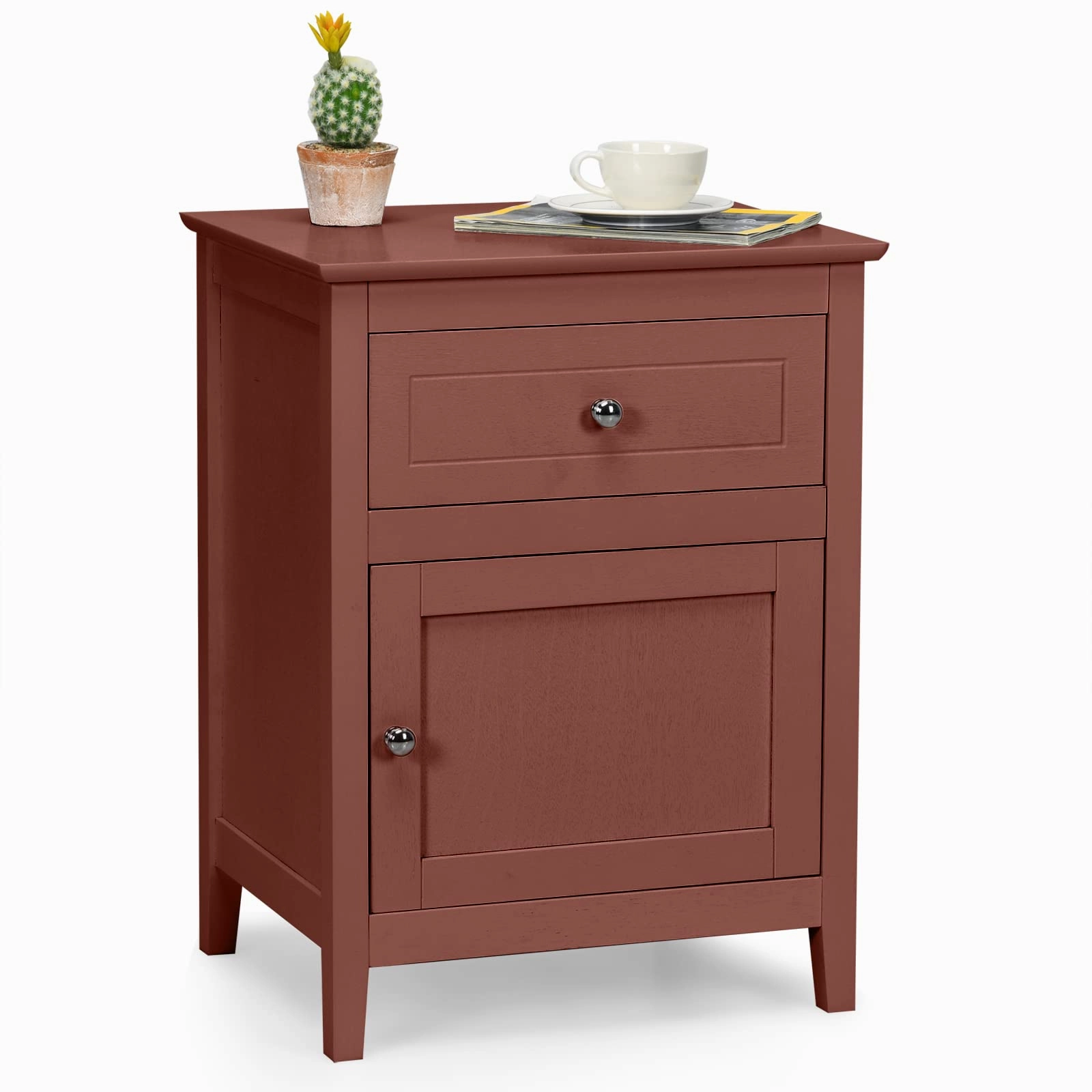 Wooden End Table W/Shelf, 2-Tier Storage Side Table Bedside,Sofa Table