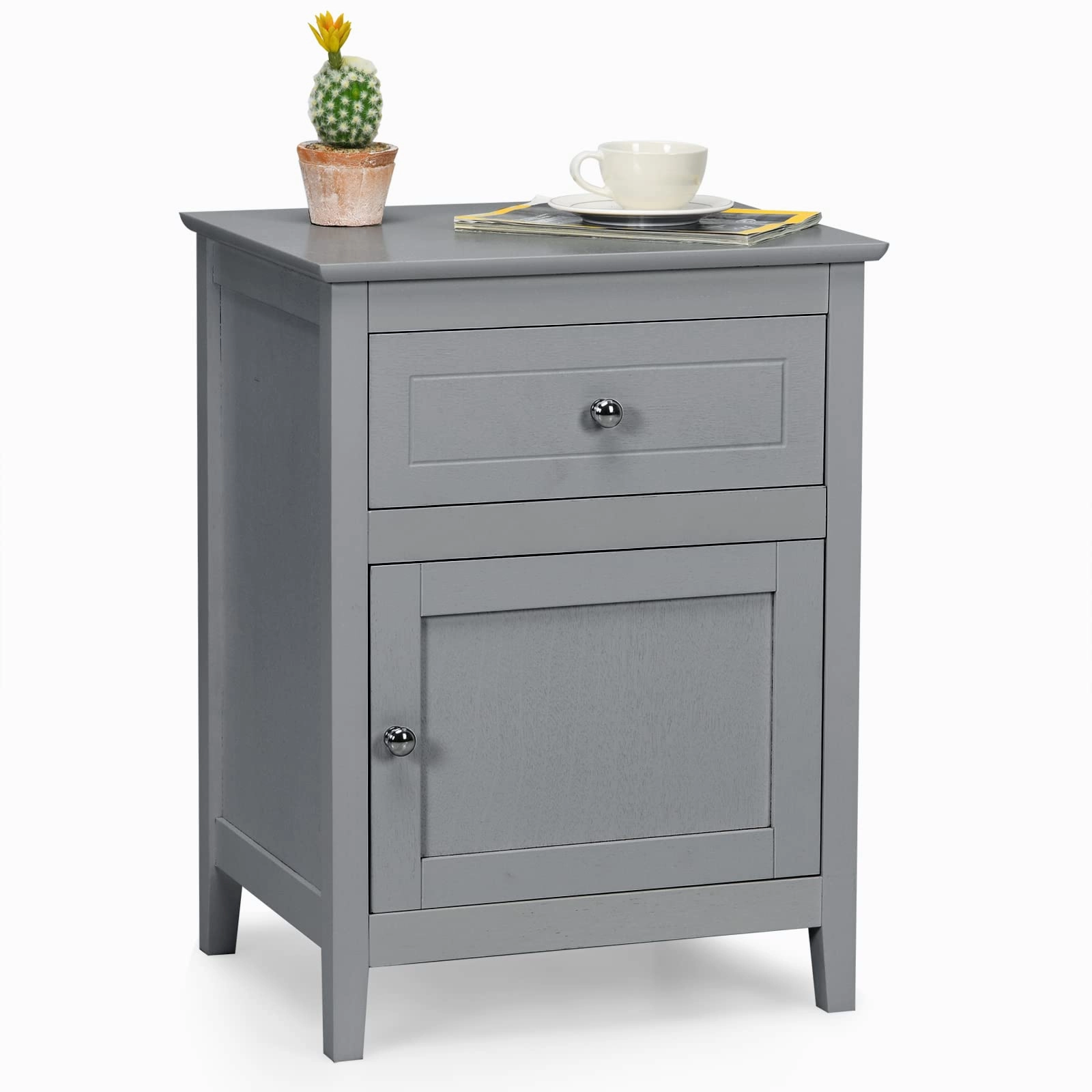 Wooden End Table W/Shelf, 2-Tier Storage Side Table Bedside,Sofa Table