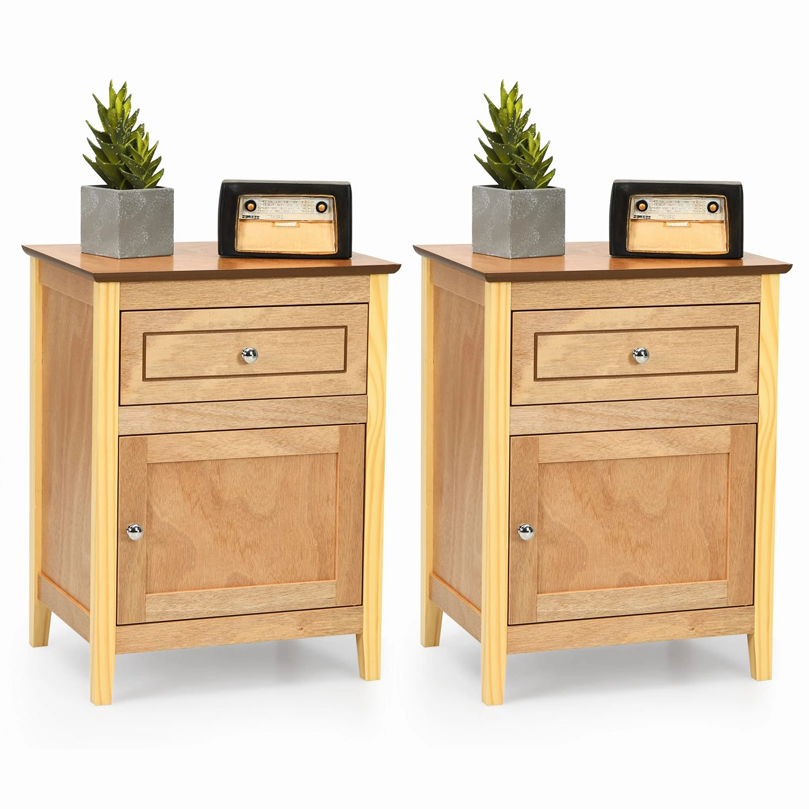 Wooden End Table W/Shelf, 2-Tier Storage Side Table Bedside,Sofa Table