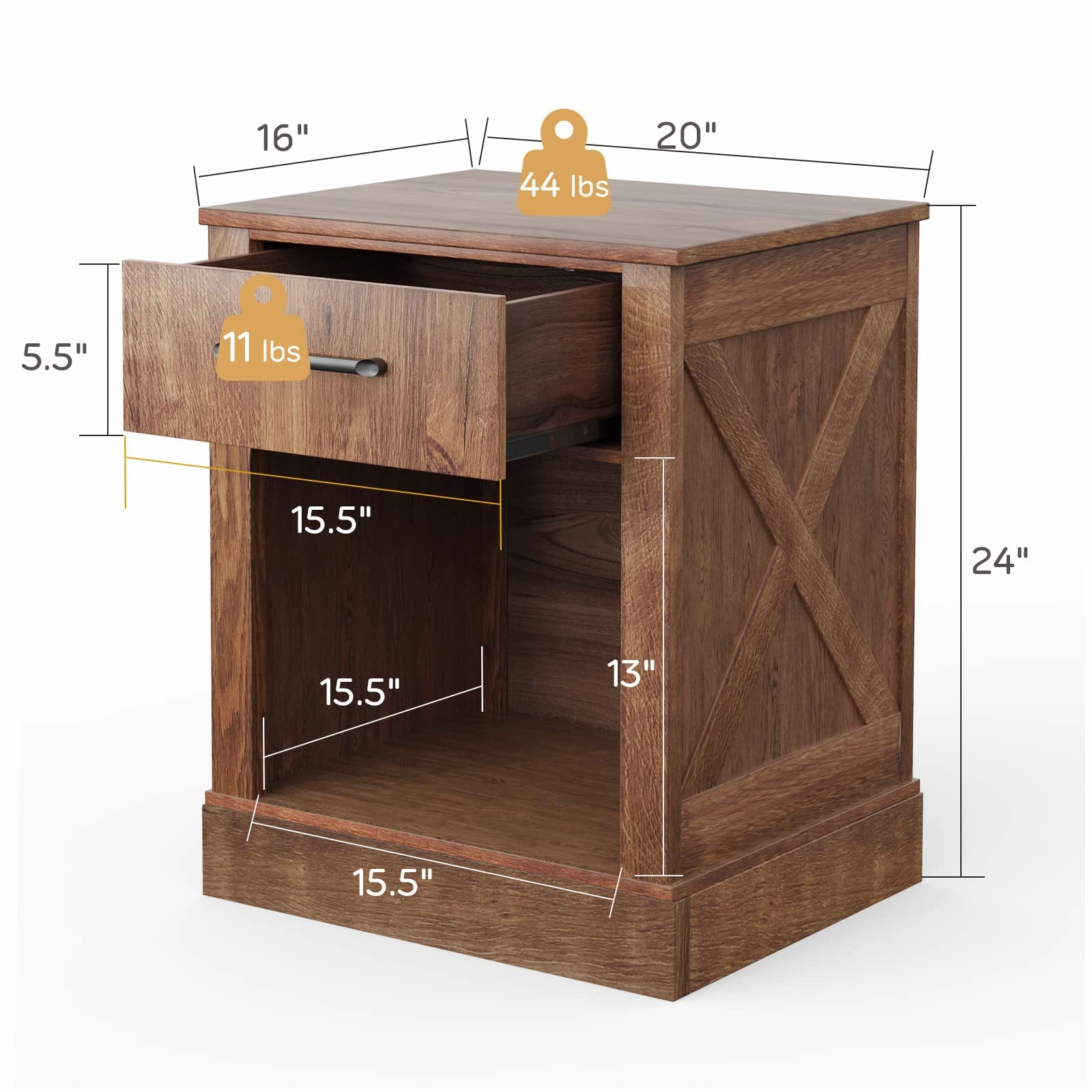 Wooden Sofa Side Table for Bedroom Office Study