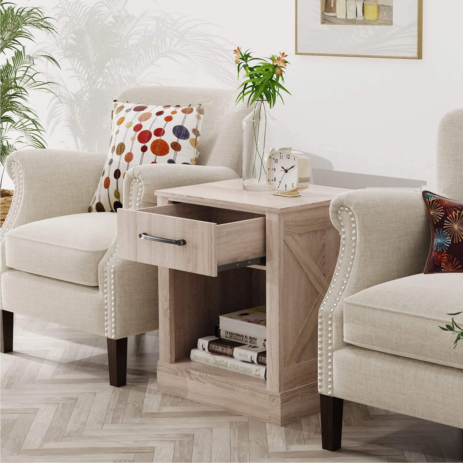 Wooden Sofa Side Table for Bedroom Office Study
