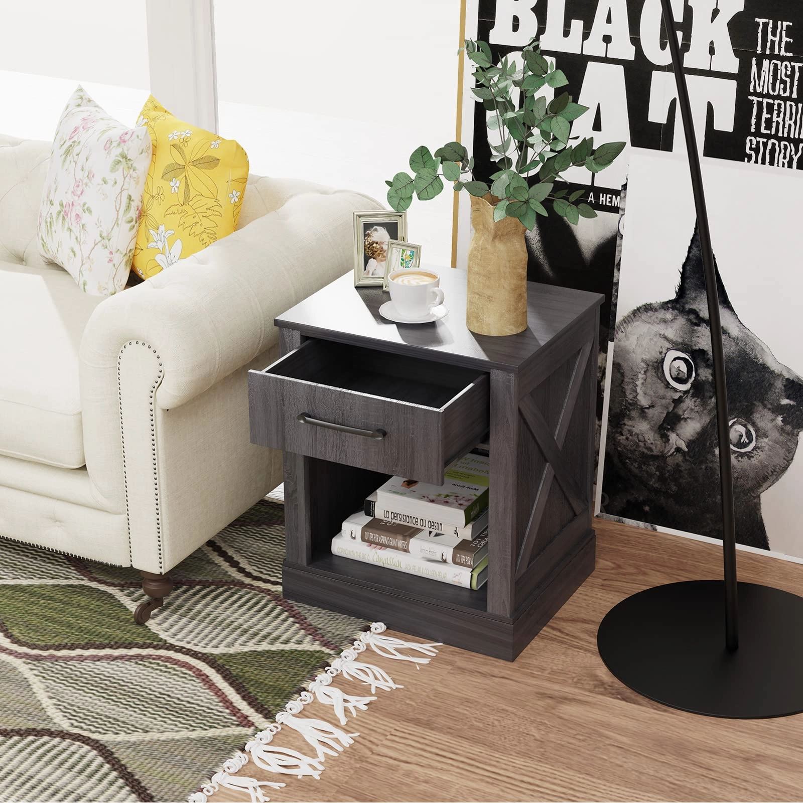 Wooden Sofa Side Table for Bedroom Office Study