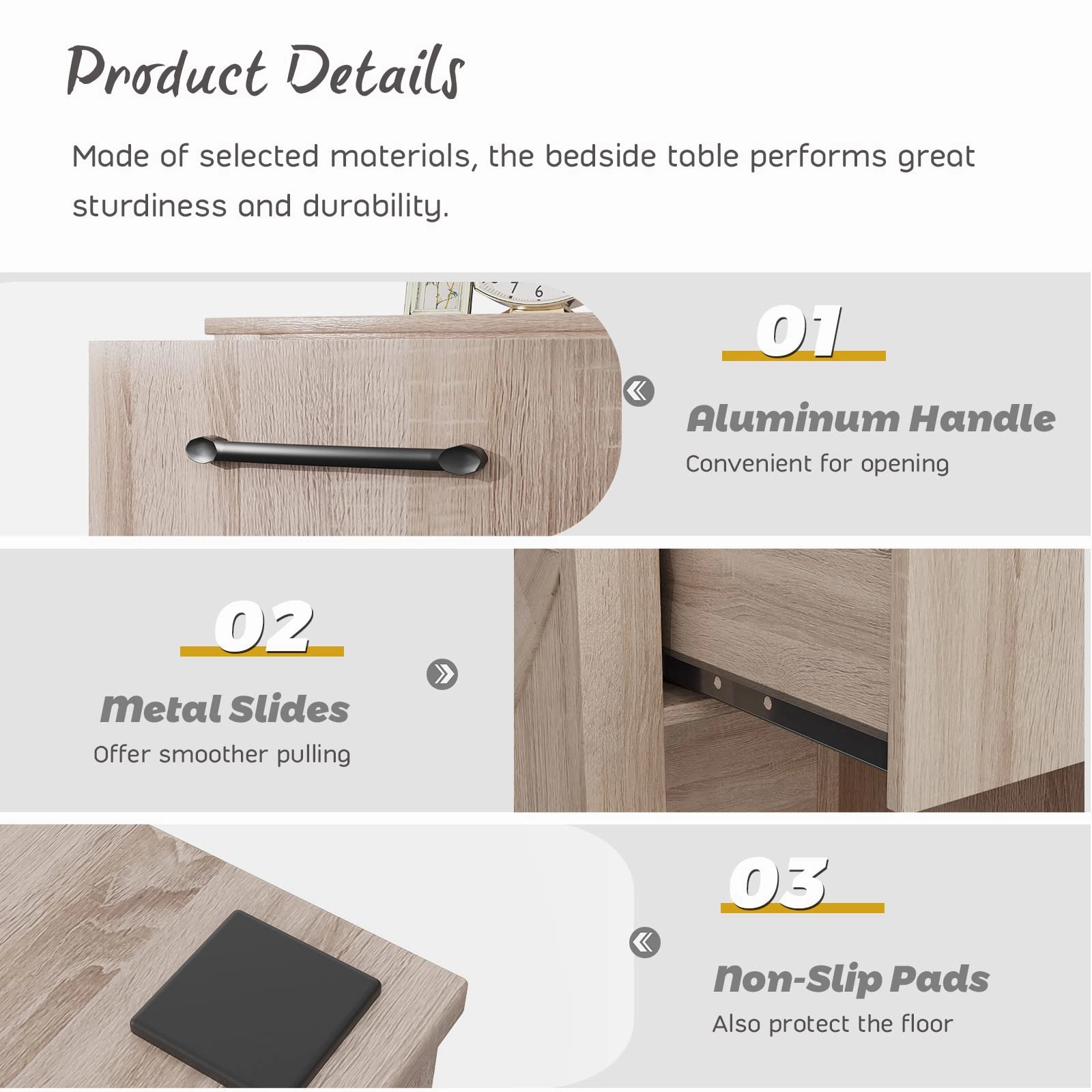 Wooden Sofa Side Table for Bedroom Office Study