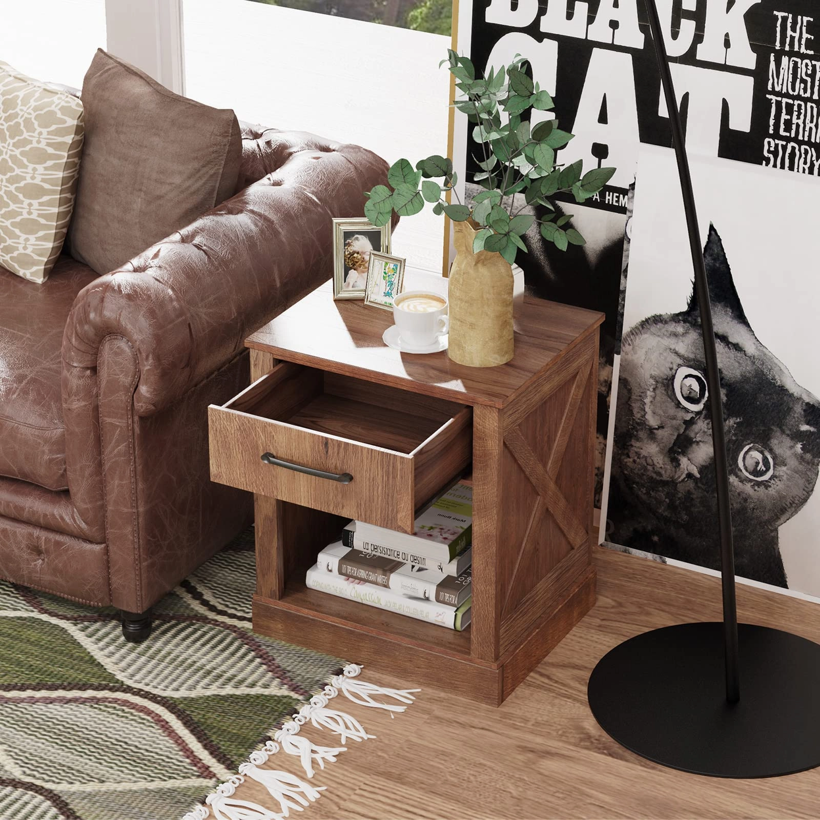 Wooden Sofa Side Table for Bedroom Office Study