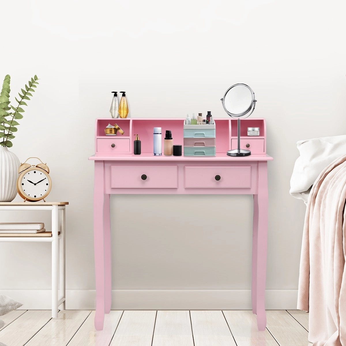 Writing Desk with 4 Drawers, Removable Floating Organizer