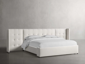 Wyller Box-Tufted Extended Headboard Bed with Low Footboard