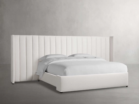 Wyller Channel-Stitched Extended Headboard Bed with Low Footboard