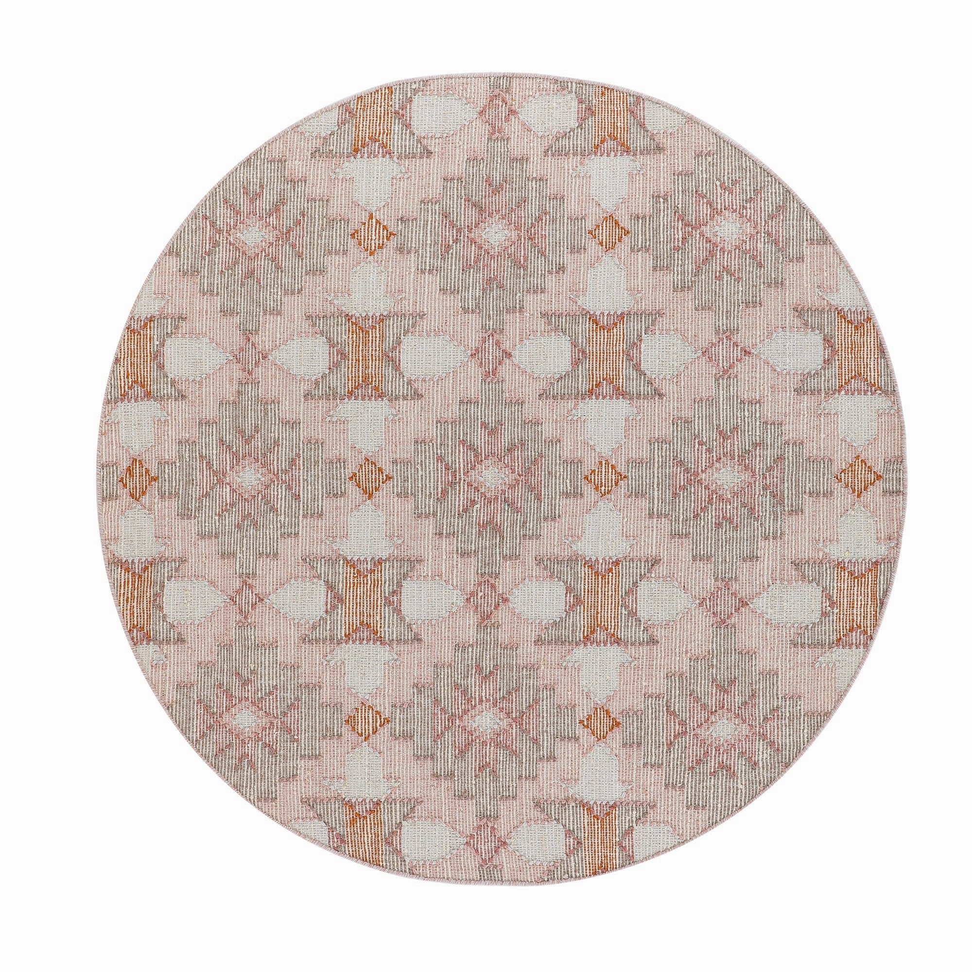 Yasmin Kilim Pink Handwoven Wool & Jute Round Rug
